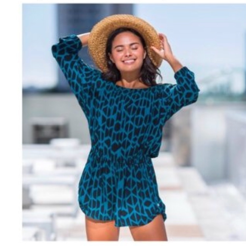 Ava Sky Teal Tieland Romper Garcia